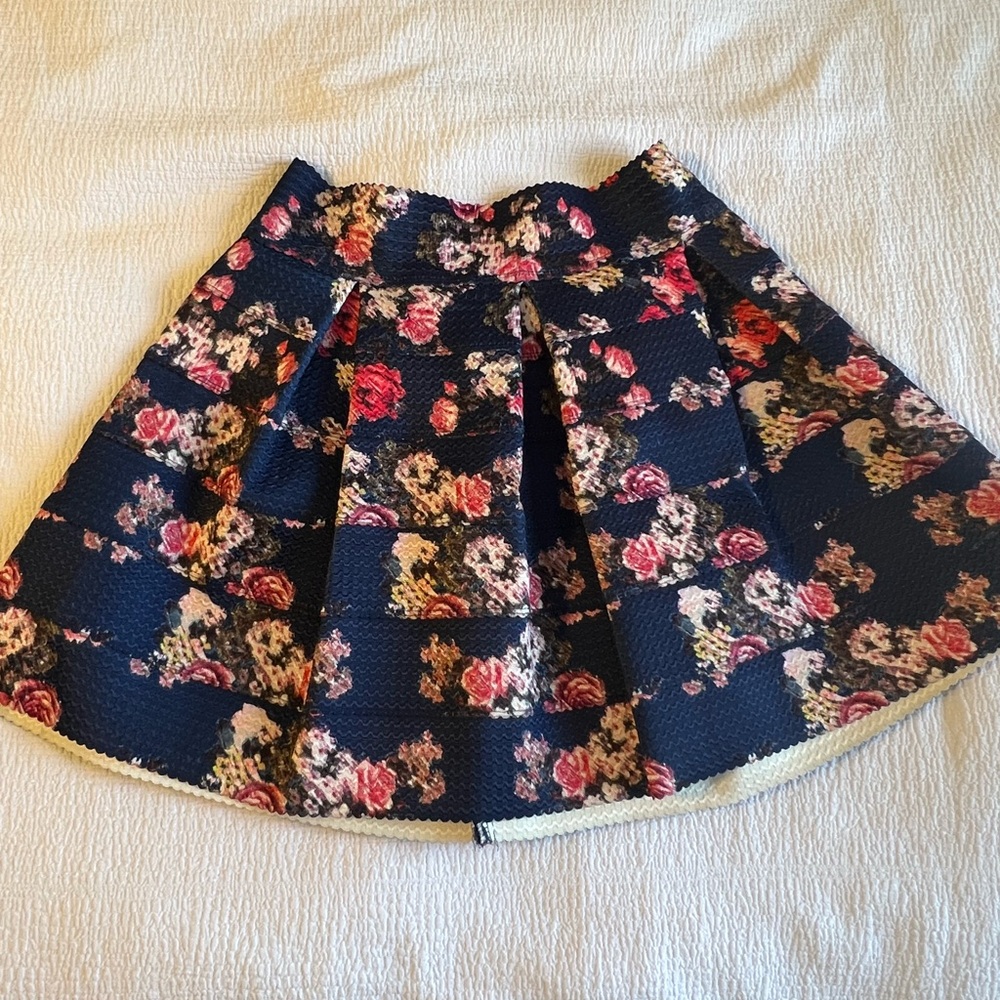 Xhilaration Blue Mini Skater Skirt with Pleats for Casual Wear